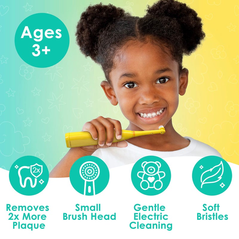 Brusheez Kidsâ€™ Electric Toothbrush Set - Safe & Effective for Ages 3+ - Parent Tested & Approved with Gentle Bristles, 2 Brush Heads, Rinse Cup, 2-Minute Timer, & Storage Base (Jovie The Giraffe) - Image 2