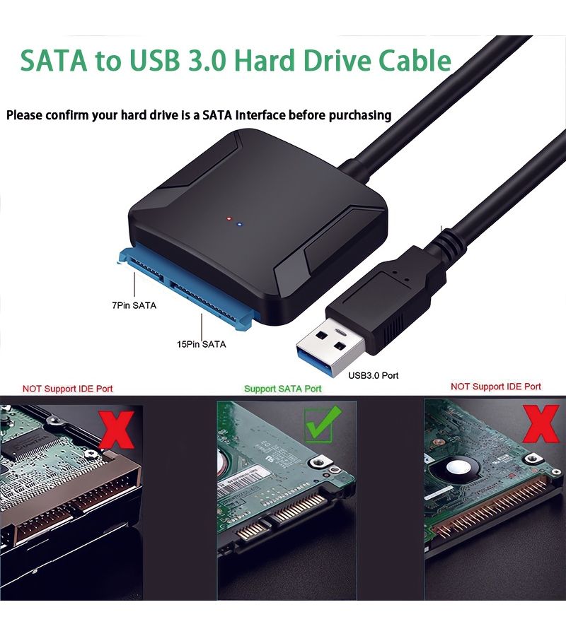 محوّل SATA III إلى USB 3.0 مع منفذ طاقة تيار مستمر لمحركات الأقراص الصلبة SSD وHDD مقاس 3.5 بوصة، يدعم نقل البيانات عالي السرعة، متوافق مع UASP، متوافق مع USB 1.1 و2.0 و3.0، طراز USB مربع مفرد. - Image 4