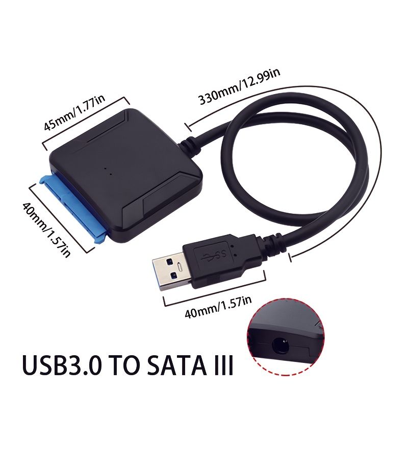 محوّل SATA III إلى USB 3.0 مع منفذ طاقة تيار مستمر لمحركات الأقراص الصلبة SSD وHDD مقاس 3.5 بوصة، يدعم نقل البيانات عالي السرعة، متوافق مع UASP، متوافق مع USB 1.1 و2.0 و3.0، طراز USB مربع مفرد. - Image 2