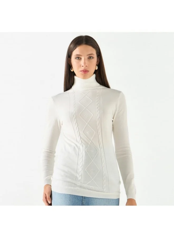 2Xtremz 2Xtremz Textured High Neck Sweater with Long Sleeves