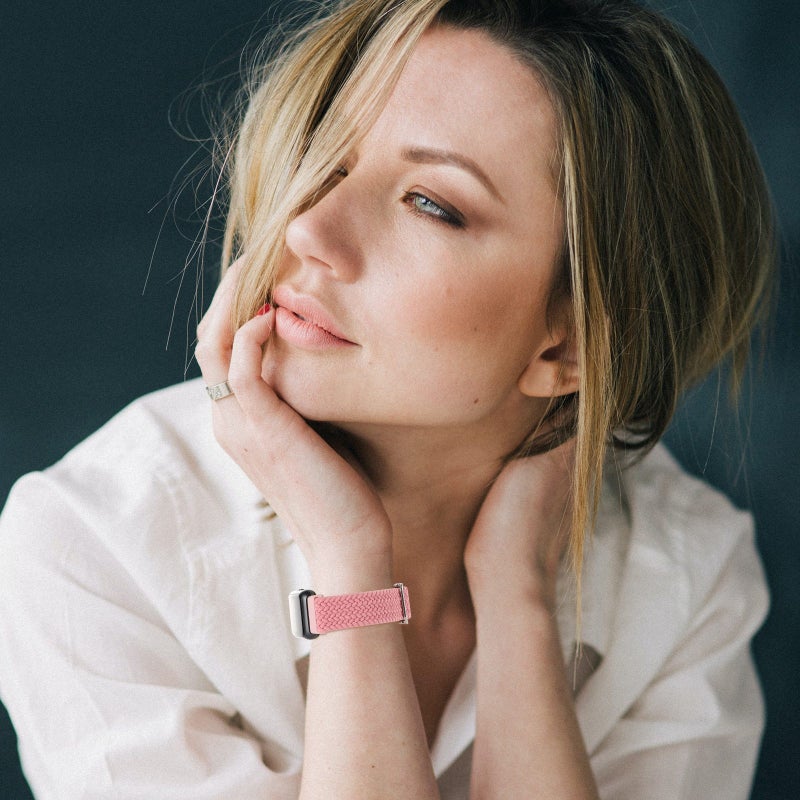 erorex For Huawei Band 7 Nylon Braided Buckle Watch Band(Pink) - Image 5