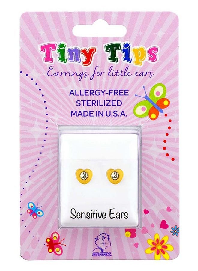 Studex - 4MM Heartlite April Crystal 24K Pure Gold Plated Ear Studs For Kids - Image 1