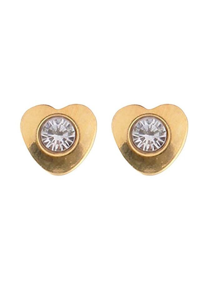 Studex - 4MM Heartlite April Crystal 24K Pure Gold Plated Ear Studs For Kids - Image 1