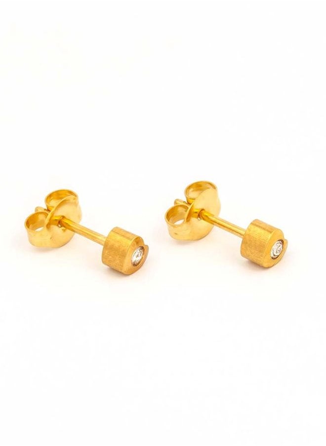 Studex - 4MM Heartlite April Crystal 24K Pure Gold Plated Ear Studs For Kids - Image 1