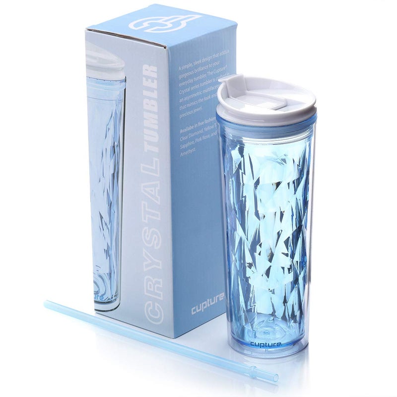Cupture Crystal Click  Seal Shake Tumbler Cup for Hot or Cold Drinks 1 Count Pack of 1 Blue Sapphire22 ounce