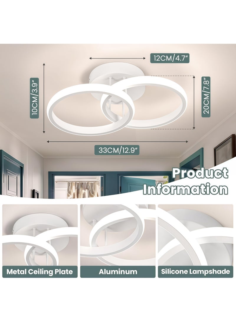 شو وو مصباح سقف LED، مصباح LED عصري موفر للطاقة، مصابيح LED للممرات، مصابيح سقف LED دائرية عصرية، قابلة للتعتيم بثلاثة ألوان، 4500 كلفن، مصابيح سقف قريبة من السقف للممرات وغرف النوم والحمامات والمطابخ والشرفات والممرات (أبيض) - Image 2