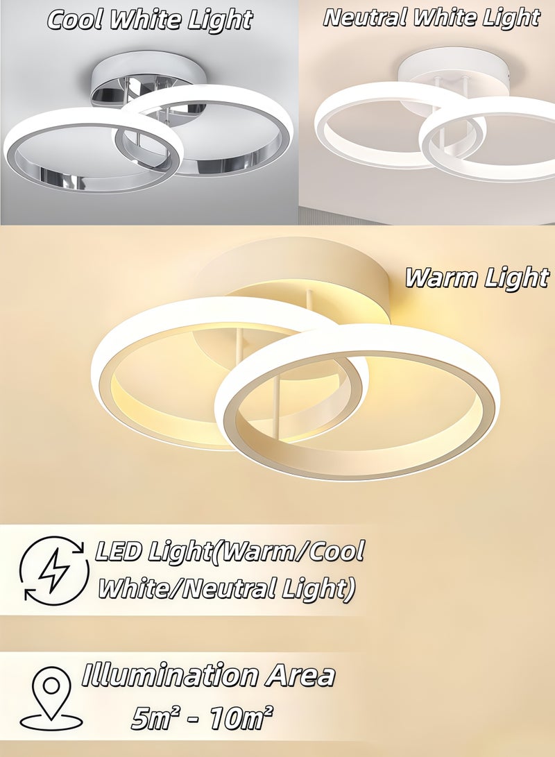شو وو مصباح سقف LED، مصباح LED عصري موفر للطاقة، مصابيح LED للممرات، مصابيح سقف LED دائرية عصرية، قابلة للتعتيم بثلاثة ألوان، 4500 كلفن، مصابيح سقف قريبة من السقف للممرات وغرف النوم والحمامات والمطابخ والشرفات والممرات (أبيض) - Image 1