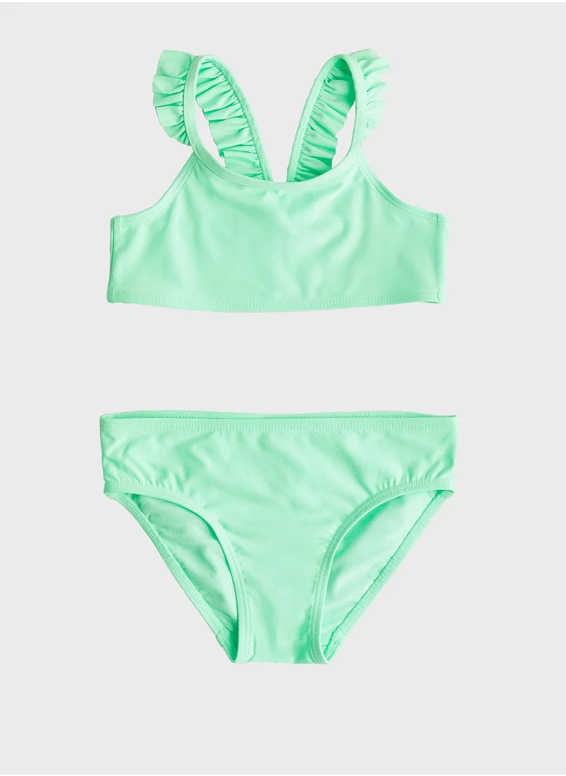 H&M Frill Sleeve Bikini Top & Bottom Set