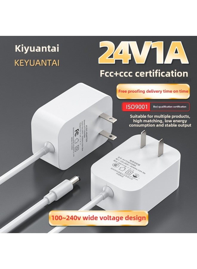 24v1a Adapter Original European And Korean Kc Chinese And American Regulations Fcc Certification Cabinet Lamps Led Humidifier Table Lamp Power Supply-Color:Black-Specifications:24v1a European Ce Certification - Image 1