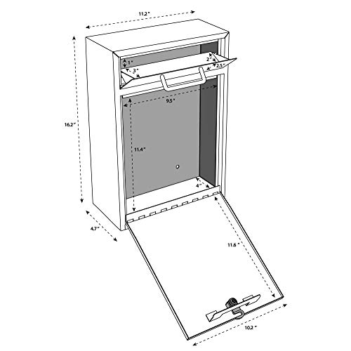 Mail Boss 7427 High Security Steel Wall-Mounted Locking Mailbox, (Office Drop, Comment, Letter, Deposit Box), Black with Wood Grain Powder Coat - Image 2