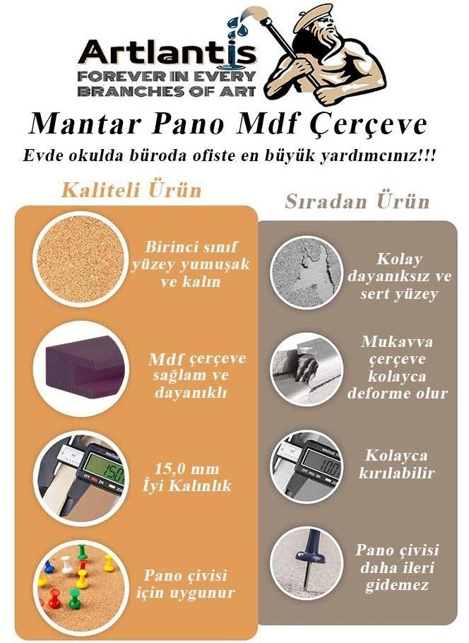 Artlantis Cork Board MDF Frame 60X90 cm 1 Piece Map Nail Gift Wall Mounted Cork Frame At Home School Office Office  - Image 3