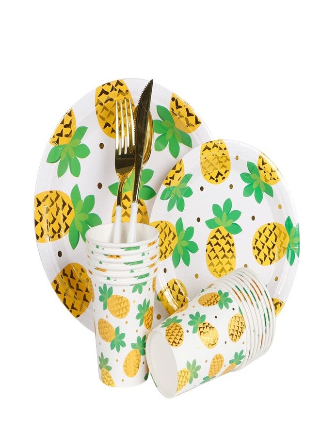 Geeklife Gold Pineapple Paper Cups, 9 oz Fruit Decorative Party Cups Set, Sparkly Gold Foil Disposable Paper Cups,40 pcs - Image 3