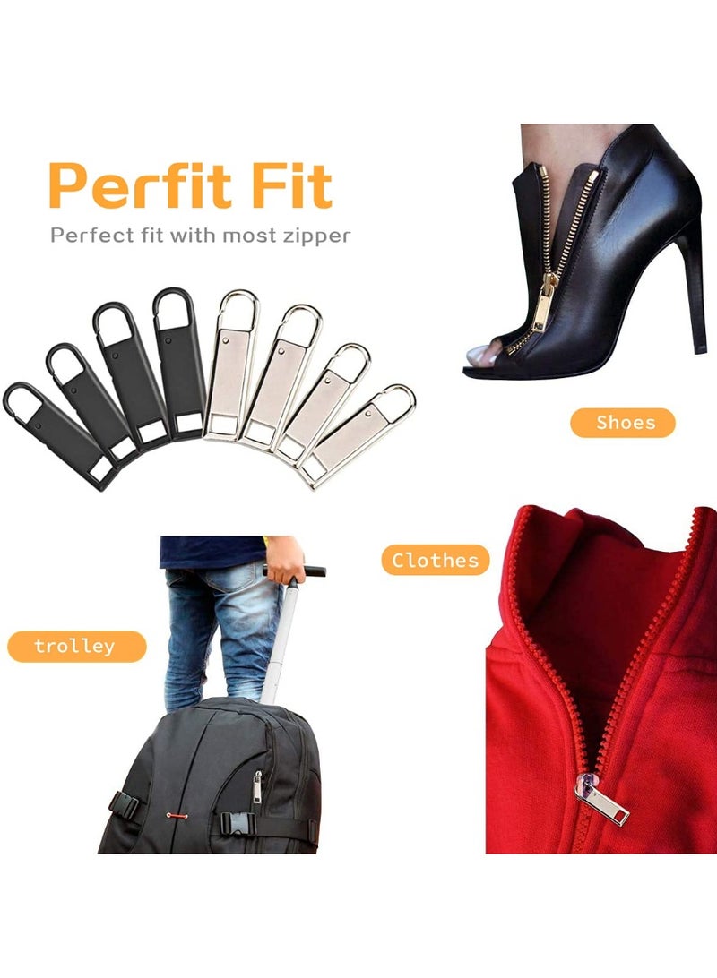 Zipper Pull Replacement Metal Zipper Tab Handle 8 PCS Repair Fixer for Luggage Suitcase Jacket Shoes - Image 3