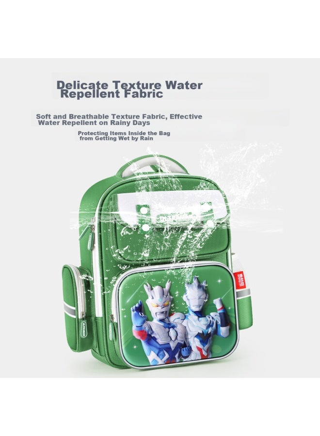 Ultraman Elementary School Backpack For Boys Grades 1-4, Lightweight Spine Protection, Antibacterial Children's Backpack For Boys, Pea Blue - Image 3