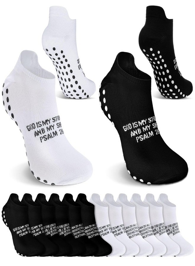 Glitopper 6 Pairs Grip Religious Socks Christian Sock Anti Slip Athletic Running Ankle Sock Elastic Low Cut with Rubber Dots Jesus Religious Faith Gifts for Men Women Football Basketball Soccer Sports - Image 1