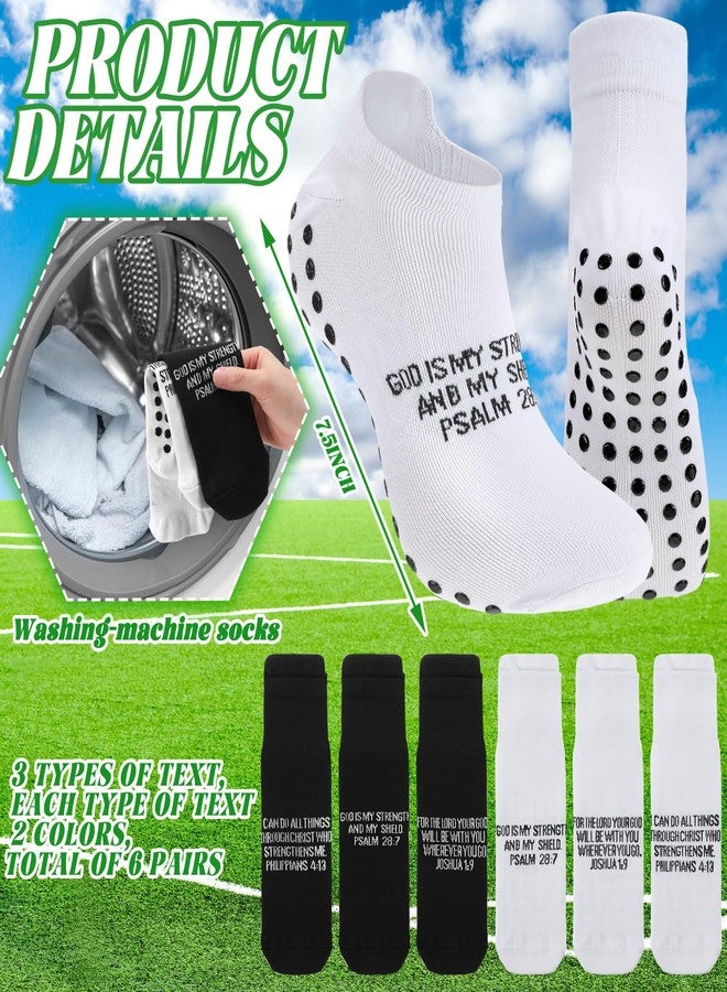 Glitopper 6 Pairs Grip Religious Socks Christian Sock Anti Slip Athletic Running Ankle Sock Elastic Low Cut with Rubber Dots Jesus Religious Faith Gifts for Men Women Football Basketball Soccer Sports - Image 4