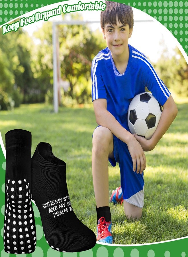 Glitopper 6 Pairs Grip Religious Socks Christian Sock Anti Slip Athletic Running Ankle Sock Elastic Low Cut with Rubber Dots Jesus Religious Faith Gifts for Men Women Football Basketball Soccer Sports - Image 2