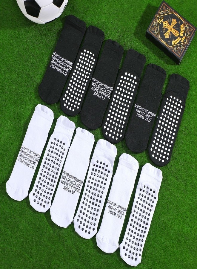 Glitopper 6 Pairs Grip Religious Socks Christian Sock Anti Slip Athletic Running Ankle Sock Elastic Low Cut with Rubber Dots Jesus Religious Faith Gifts for Men Women Football Basketball Soccer Sports - Image 5