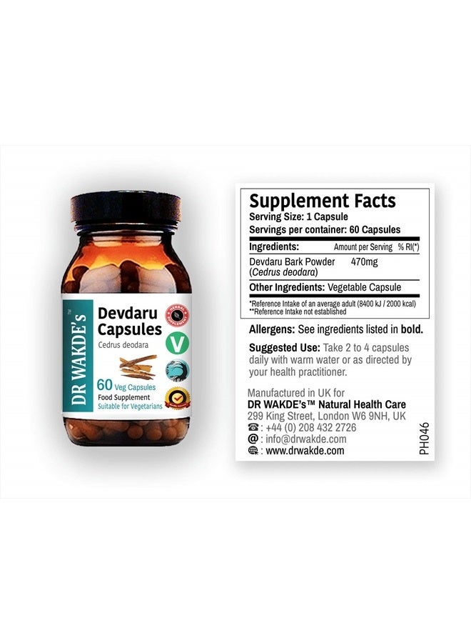 London DR WAKDE'S Devdaru Capsules (Cedrus deodara, 60 Veg Caps, Plant-Based Supplement, Ayurvedic Herb, All Natural, Vegan) - Image 3