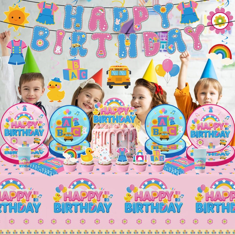 LANFUBEISI 112pcs English Teacher Birthday Decorations Tableware Set Include Banner,Hanging Swirls, Waterproof Tablecloth,Latex Balloons,Paper Plates of 2 Size,Cake Topper, Napkins and Paper Cups - Image 3