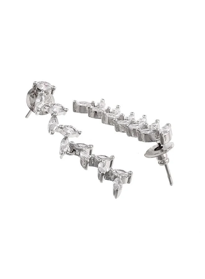 فويلا Marquise Cut CZ Adorned Brass Silver Plated Jewellery Set