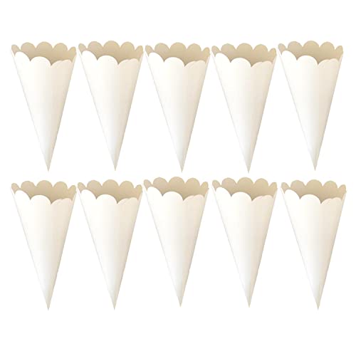 Teensery 50 Pcs Paper Confetti Cones Flower Bouquet Petals Boxes Candy Holder Party Favors White - Image 1