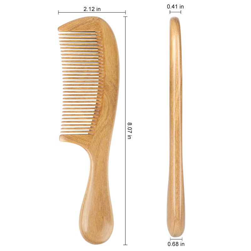 Onedor Handmade 100% Natural Green Sandalwood Hair Combs - Anti-Static Sandalwood Scent Natural Hair Detangler Wooden Comb (Fine Tooth) - Image 3