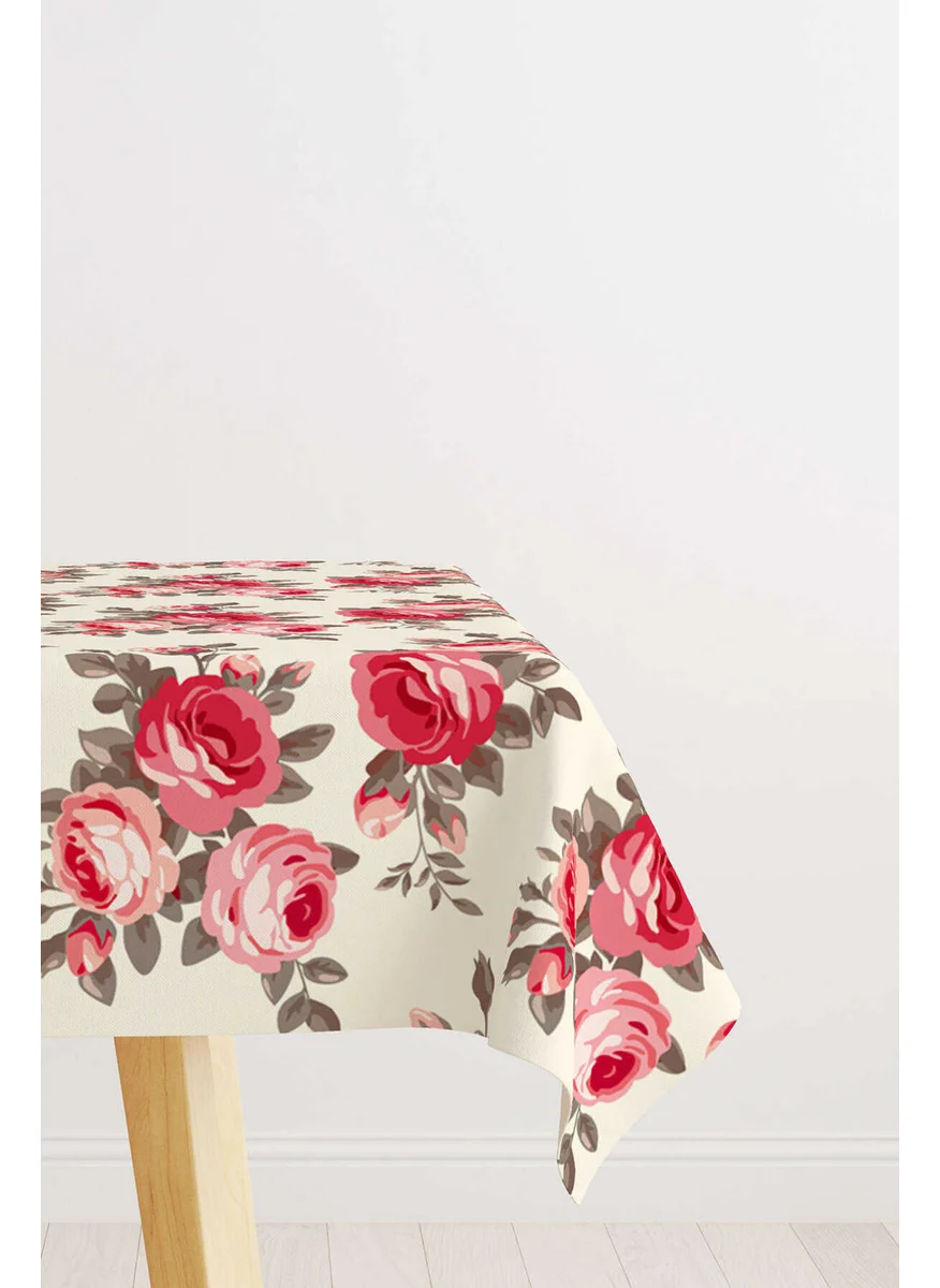 Cango Home Pink Beige Floral Tablecloth CGH201-MS