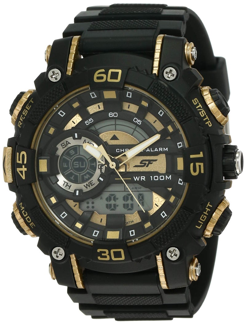 SF Analog-Digital Gold Round Dial Men's Casual Watch-77070PP08 - Image 3