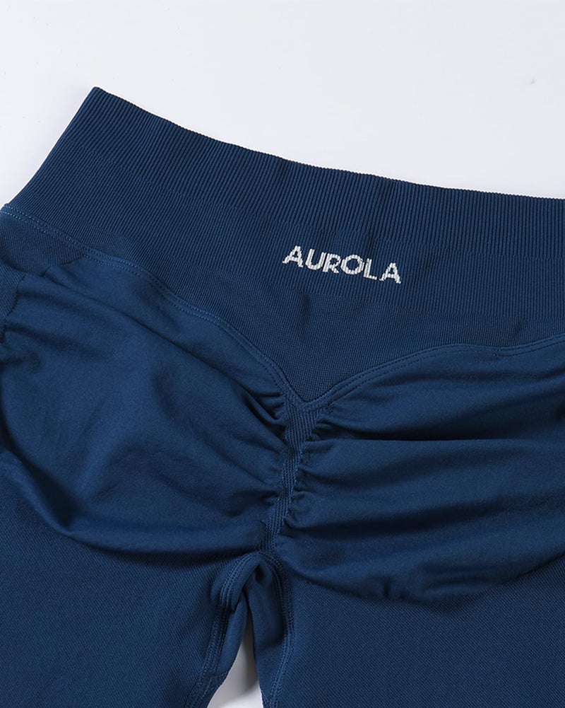 AUROLA Influence Collection Workout Shorts for Women,No Roll Up New Scrunch SeamlessGym Short-5.5" Inseam, Ensign Blue, M - Image 2