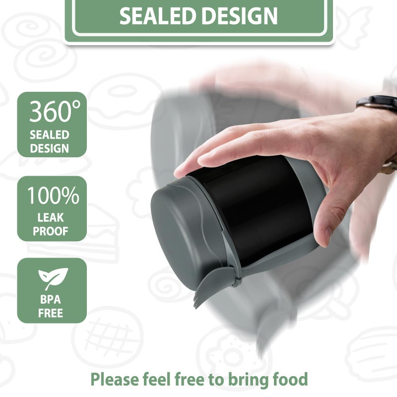 Howeemo 10oz Soup Thermo for Hot Food Kids,Lunch Kids Jar with Spoon Insulated Containers,Leak Proof Stainless Steel Wide Mouth Lunch School(Black) - Image 5