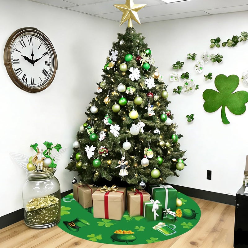 Labrostar St Patricks Day Tree Skirt St Patricks Day Decorations 36" Reversible Shamrock Double Sided Print Mat for Trees St Patricks Day Decor Holiday Party Garden Indoor Home Decorations - Image 3