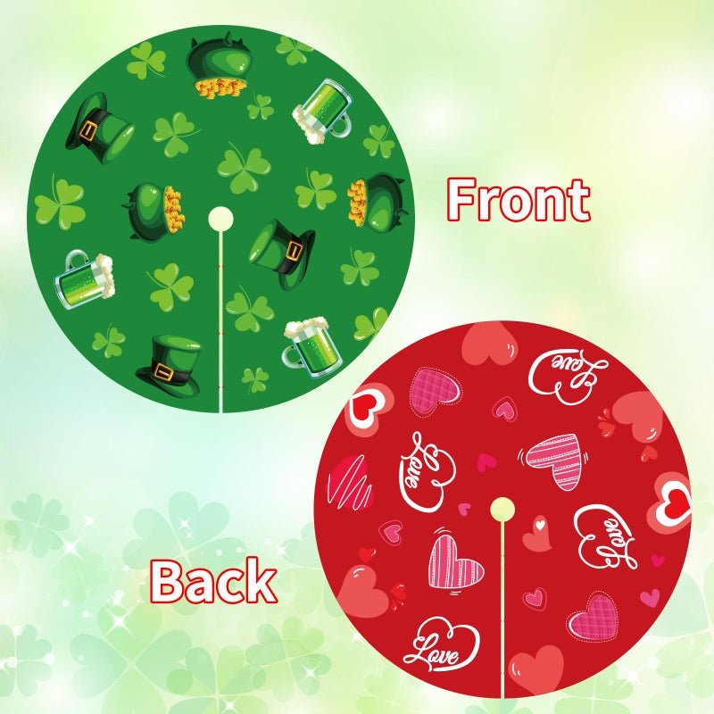 Labrostar St Patricks Day Tree Skirt St Patricks Day Decorations 36" Reversible Shamrock Double Sided Print Mat for Trees St Patricks Day Decor Holiday Party Garden Indoor Home Decorations - Image 4