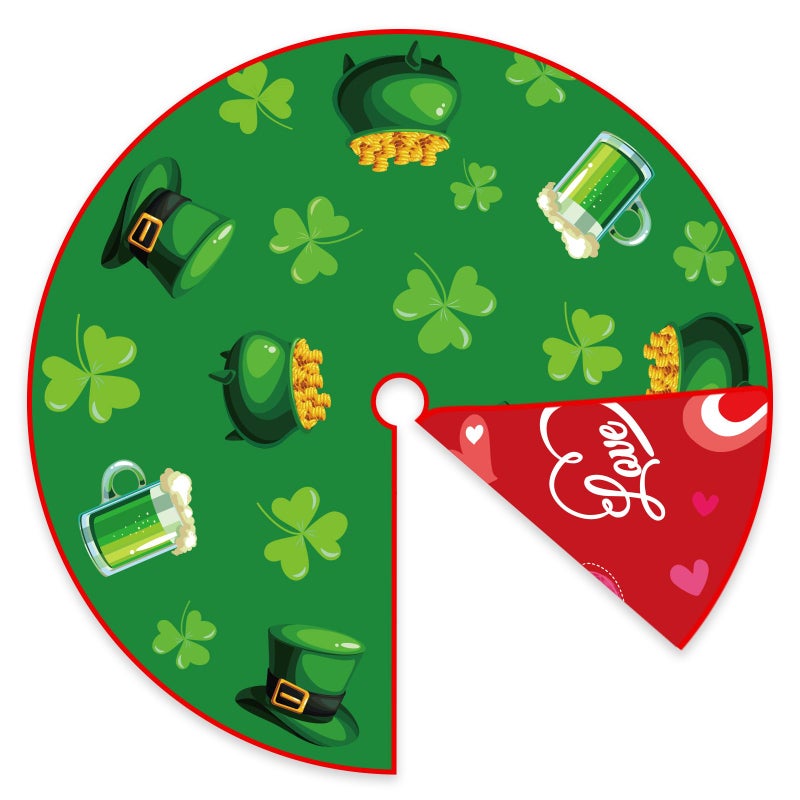 Labrostar St Patricks Day Tree Skirt St Patricks Day Decorations 36" Reversible Shamrock Double Sided Print Mat for Trees St Patricks Day Decor Holiday Party Garden Indoor Home Decorations - Image 1