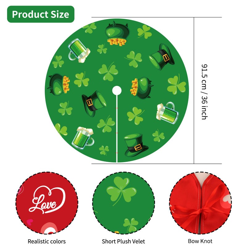 Labrostar St Patricks Day Tree Skirt St Patricks Day Decorations 36" Reversible Shamrock Double Sided Print Mat for Trees St Patricks Day Decor Holiday Party Garden Indoor Home Decorations - Image 5