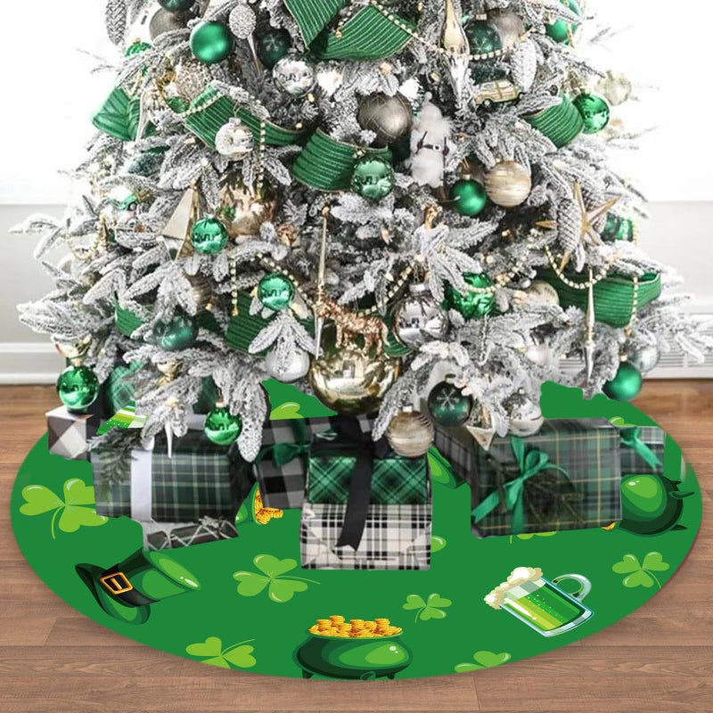 Labrostar St Patricks Day Tree Skirt St Patricks Day Decorations 36" Reversible Shamrock Double Sided Print Mat for Trees St Patricks Day Decor Holiday Party Garden Indoor Home Decorations - Image 2
