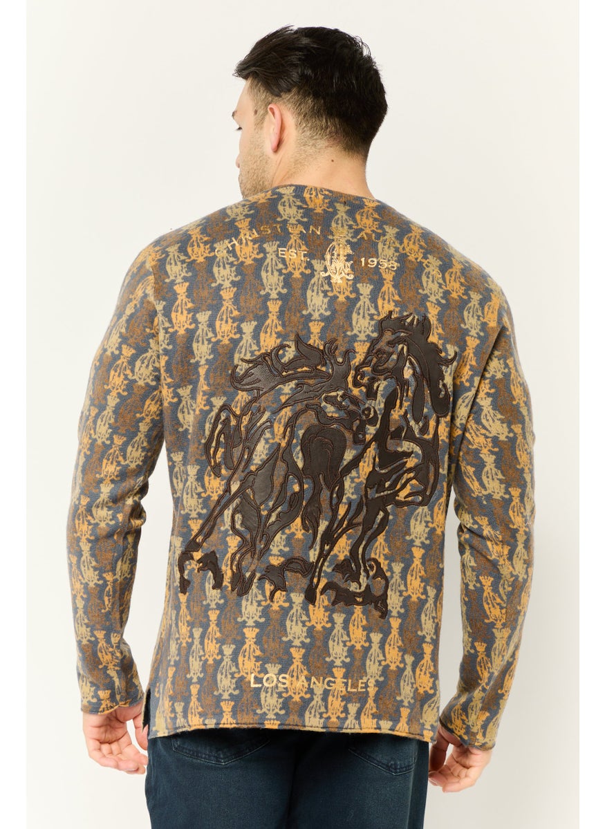 CHRISTIAN AUDIGIER Men V Neck Embroidered Sweater, Multicolor  - Image 4