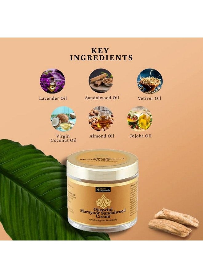 Bipha Ayurveda - Ojaswini Marayoor Sandalwood Moisturizing Face Day Cream With Almond Oil Vitamin E & Sandalwood Oil Helps Fight Tan And Wrinkles To Reducing Pigmentation And Spots All Skin Types 75Gm - Image 1