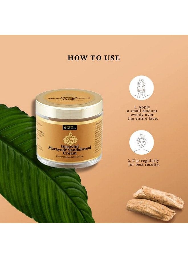 Bipha Ayurveda - Ojaswini Marayoor Sandalwood Moisturizing Face Day Cream With Almond Oil Vitamin E & Sandalwood Oil Helps Fight Tan And Wrinkles To Reducing Pigmentation And Spots All Skin Types 75Gm - Image 1