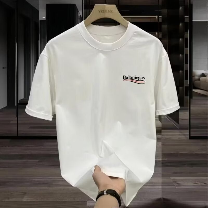 Summer Cotton Mens Printed Tee White 