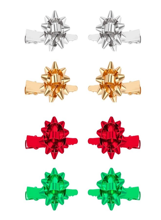 AUGSUN 8Pcs Christmas Bow Hair Clips Barrettes Xmas Hairpins Accessories for Girls Women Christmas Holiday Party Gifts(Red Green Gold Silver) - Image 1