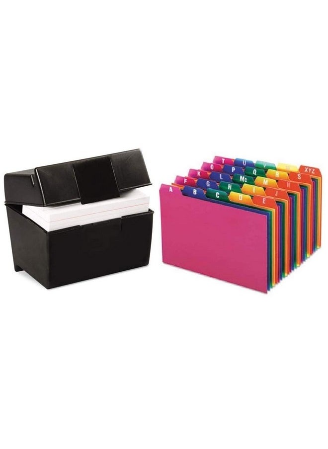 1InTheOffice - Index Card Box 5X8 Inch Index Card Holder 5X8 400 Capacity & Index Card Guide Set Az 1/5 Tab - Image 1