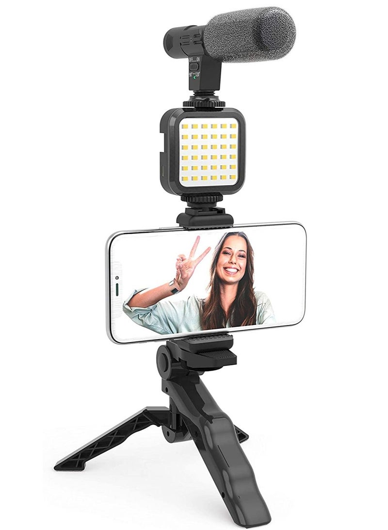 Contex Smartphone Vlogging Tripod Kit With Fill Light, Microphone, And Phone Clip For YouTube/Tiktok/Instagram/Fitness - Image 1