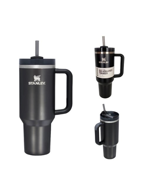 Quencher H2.0 FlowState Vacuum Insulated Tumbler 40oz Black Stainless Steel Travel Mug with Leakproof Lid & Straw | Double-Walled Design Keeps Drinks Hot for 7 Hours & Cold for 24 Hours | Durable, Portable & Ideal for Coffee, Water, Smoothies, Iced Tea