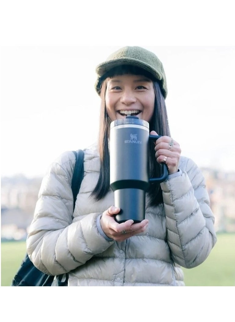 Quencher H2.0 FlowState Vacuum Insulated Tumbler 40oz Black Stainless Steel Travel Mug with Leakproof Lid & Straw | Double-Walled Design Keeps Drinks Hot for 7 Hours & Cold for 24 Hours | Durable, Portable & Ideal for Coffee, Water, Smoothies, Iced Tea