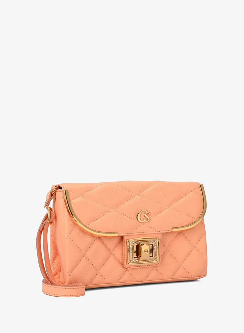 Quilted Bag Details Peach