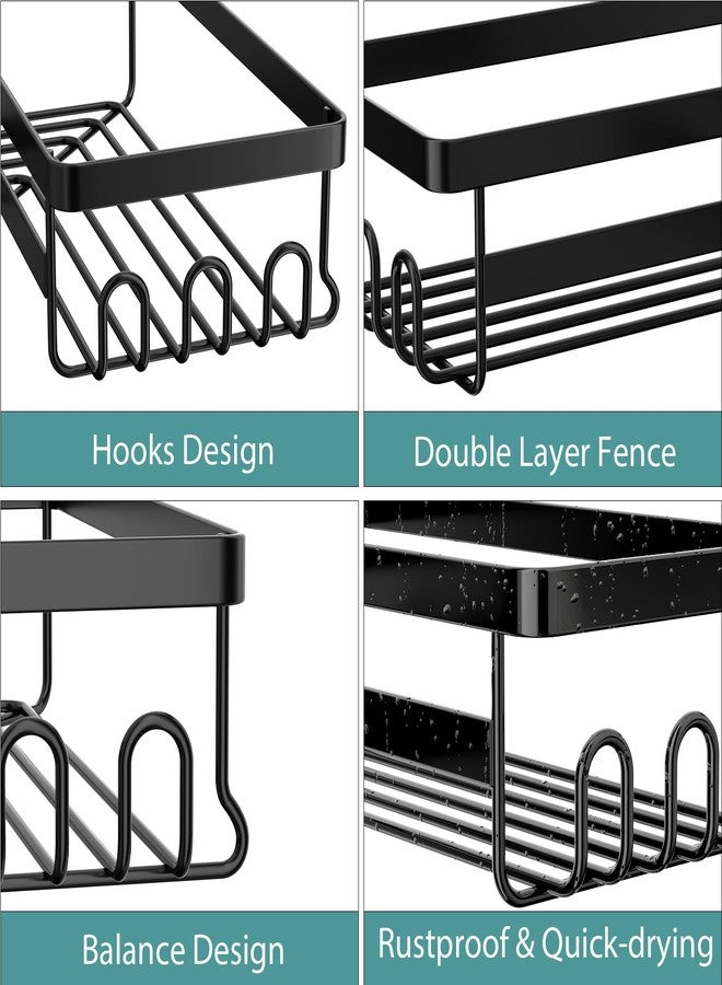 StorageRight Corner Shower Caddy, 3 Pack Adhesive Bathroom Accessories with Soap Holder, Storage Stainless Shower Organizer Shelf with Hooks, No Drilling Shower Shelves for Bathroom, Dorm and Kitchen - Image 3