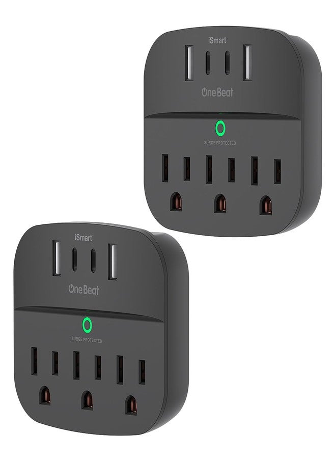 One Beat - Multi Outlet Splitter, 2 Pack, with USB, Surge Protector, Outlet Extender with 3 Wall Outlets, 4 Pack US - Image 1