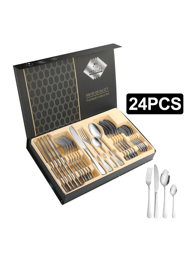 XIANGYU High Quality Stainless Steel 24pcs Knife Fork And Spoon Wedding Gift Box Cutlery Set  - Image 1