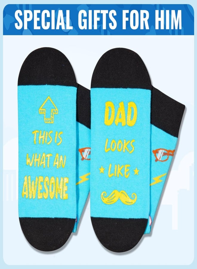 Happy Pop جوارب هابي بوب لعيد الأب - جوارب مضحكة للأب، هدايا للأب من الابنة والابن، هدايا مميزة للرجال، أزرق - Image 4